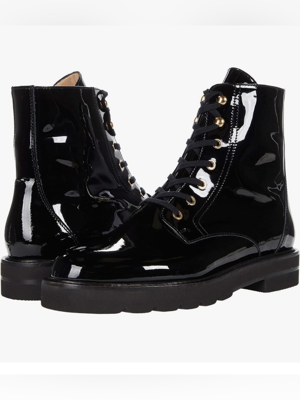 Stuart Weitzman Mila Lift Patent Leather Boots SZ 7.5